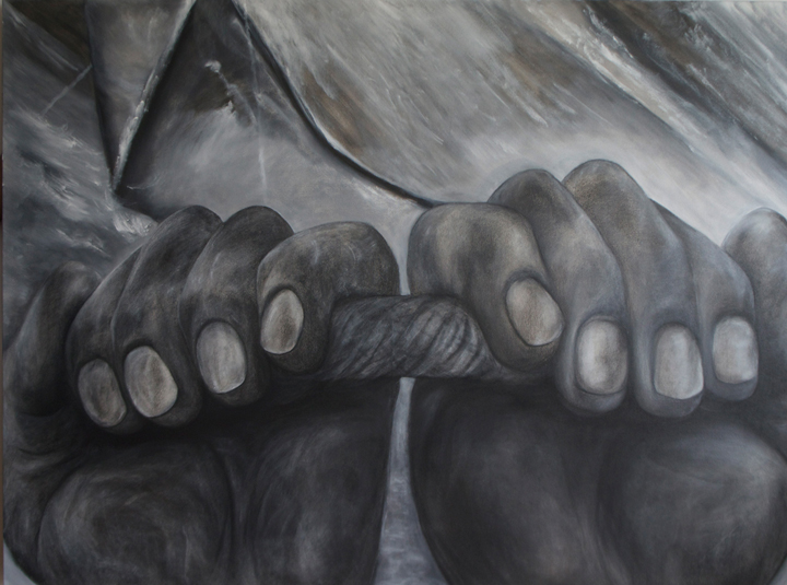 Title : Hands i conte & oil,