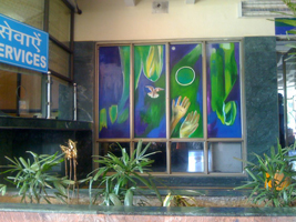 Life Size Glass Window&sbquo; oil on glass